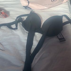 Back tie black bikini top